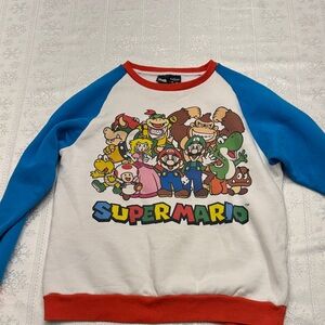 Vintage Look Super Mario Blue and White Crewneck Sweatshirt